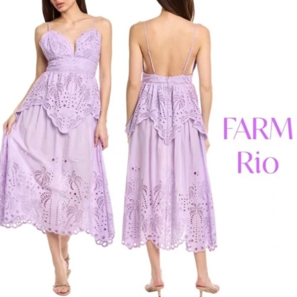 Farm Rio Lilac Palm Tree Maxi Dress
